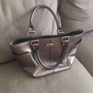 Pewter leather bucket purse